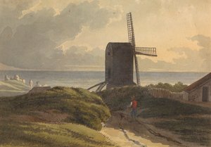 ヘイスティングス近くの海岸の風車 作： Henry Morton
