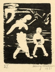 歩く女性と子供 作： Henry Nielsen