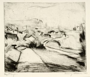道路と家のある風景 作： Henry Nielsen