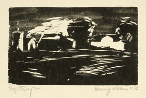 木と家のある暗い風景 作： Henry Nielsen
