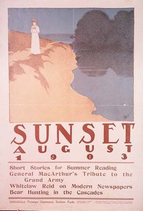 1903年8月「サンセット」誌の表紙イラスト（カラーリトグラフ） 作： Henry Patrick Raleigh
