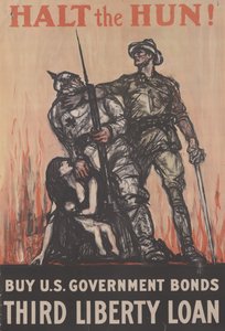 フン族を阻止せよアメリカ国債を買おう！第三次自由放任主義、1918年頃（カラーリトグラフ 作： Henry Patrick Raleigh