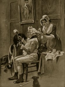 パレードの準備、1799年、「ハッチンソンのイギリス国民の物語」、1923年頃 作： Henry Payne