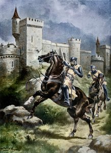 チャルズの包囲、「ハッチンソンのイギリス国民の物語」のイラスト、1920年頃（後の着色） 作： Henry Payne