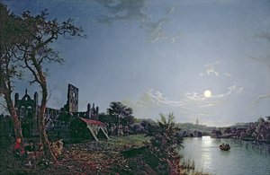 カークストール修道院を望む朝（キャンバスに油彩） 作： Henry Pether