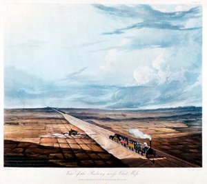 チャット モスを横断する列車、ランカシャー州、1831 年