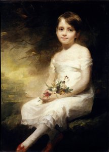 ナンシー・グラハムまたは花を持つ少女の肖像 ヘンリー・レイバーン（1756-1823）の絵画（ec.angl.） 19世紀 日0.91x0.71 m パリ、ルーヴル美術館