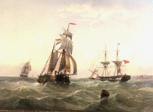 海岸線から離れた船舶 作： Henry Redmore