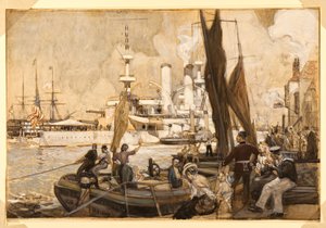 ポーツマス港のアメリカ戦艦「キアサージ」
