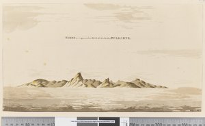 ページ25aa Eimeo、オタヒエテ、1768-75年、マタバイ湾から見た（ペンとインクとウォッシュ） 作： Henry Roberts