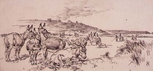 ゴルフ場のロバ」1870年頃発行の雑誌「グラフィック」のイラスト（リトグラフ版） 作： Henry Sandercock
