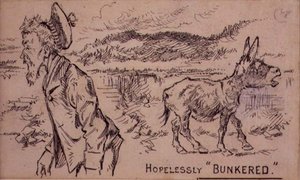 Hopelessly Bunkered（1870年頃に発行された雑誌「Graphic」に掲載されたイラスト）（リトグラフ版 作： Henry Sandercock