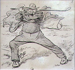 The Chaotic Golfer」（1870年頃に発行された雑誌「Graphic」のイラスト）（リトグラフ版 作： Henry Sandercock