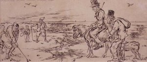 1870年頃に発行された雑誌「Graphic」のイラスト「The Difficult Putt」（リトグラフ）。 作： Henry Sandercock