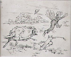 1870年頃に発行された雑誌「Graphic」のイラスト「The Disturbed Golfer」（リトグラフ版） 作： Henry Sandercock