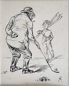 1870年頃に出版された雑誌「Graphic」のイラスト「The Last Putt」（リトグラフ）。 作： Henry Sandercock