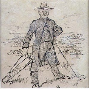 1870年頃発行の雑誌「グラフィック」のイラスト「The Pensive Golfer」（リトグラフ版） 作： Henry Sandercock