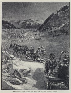 カラからシルカ川の氷の上を帰る（リトグラフ 作： Henry Sandham