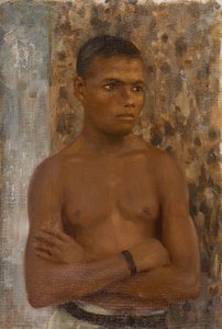 ラルフの半分の長さ、1923年（キャンバスボードに油彩） 作： Henry Scott Tuke