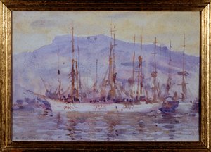 スリーマスターズ、ファルマス、1904 作： Henry Scott Tuke