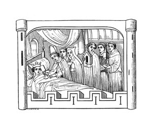 1191年、1843年、フランス国王フィリップアウグストの長男であるルイが病気で寝ている。 作： Henry Shaw