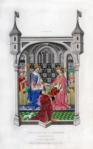 シュルーズベリー伯爵が彼の本をマーガレット女王に提示した、1843年、c1445。 作： Henry Shaw