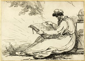 ひげを生やした東洋人、本を読む 作： Henry Singleton