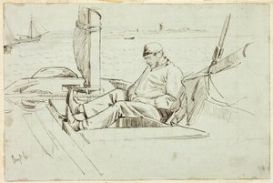 帆船に座る男 作： Henry Stacy Marks