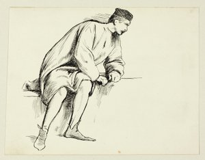 腕にもたれて座る男 作： Henry Stacy Marks