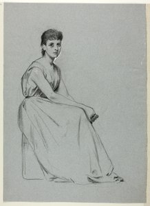 右を向いて座る女性 作： Henry Stacy Marks