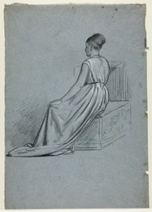 左を向いて座る女性 作： Henry Stacy Marks