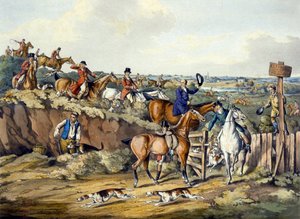 トーマス・サザーランド（1785-1838）の刻印による「フォックスハンティング」からの「ゴーン・アウェイ」（カラーリトグラフ）。 作： Henry Thomas (after) Alken