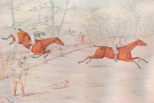 障害物競走：強い去勢牛の柵を覆っています。 100のためにダウン！、1927 作： Henry Thomas Alken