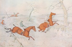 障害物競走：1827年に通過が危険な深い峡谷を渡る 作： Henry Thomas Alken