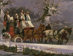 雪の中でロンドンからドーバーのコーチ 作： Henry Thomas Alken