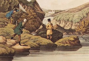 サーモンフィッシング、I。CLark、パブによってauqatinted。トーマス・マクリーン、1820年（アクアチント） 作： Henry Thomas Alken
