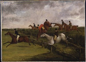 グランドレスターシャースティープルチェイス、1829年3月12日：苦痛の症状 作： Henry Thomas Alken