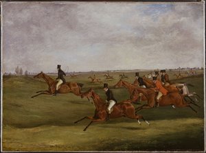 グランドレスターシャースティープルチェイス、1829年3月12日：ペースを変える 作： Henry Thomas Alken