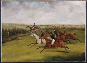 グランドレスターシャースティープルチェイス、1829年3月12日：フィールドが選択される 作： Henry Thomas Alken