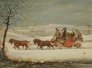 冬のロイヤルメール」（油彩・パネル 作： Henry Thomas Alken