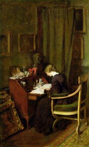 彼女の机で 作： Henry Thomas Schafer