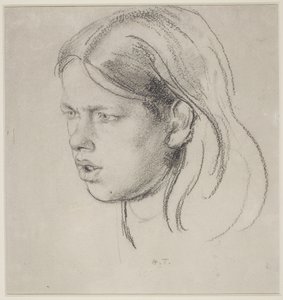 少女の頭（紙にチョーク） 作： Henry Tonks