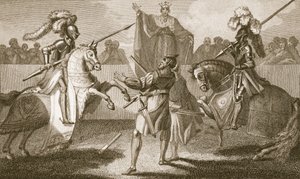 リチャード2世はヘレフォードとノーフォークの間の決闘を中断しました。 1812年、ロンドン、R。ボウヤー