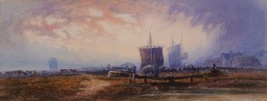 閘門のある運河のシーン 作： Henry Ward