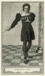 ジョン・ウェブスターの「マルフィの公爵夫人」。フェルディナンド・マッド(リトグラフ) 作： Henry Weston Keen