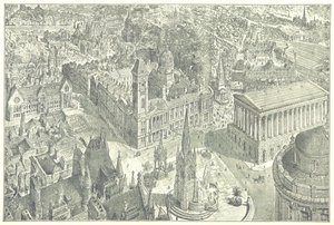 1886年のバーミンガム鳥瞰図。 作： ヘンリーウィリアムブリューワー