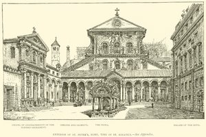 聖イグナチオ時代のローマ、サンピエトロ寺院の外観（エングレーヴィング 作： Henry William Brewer