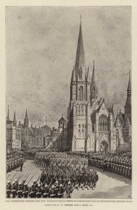 ウェストミンスターブリッジロードの牧師ニューマンホール教会（キリスト教会）を通過する行列 作： Henry William Brewer