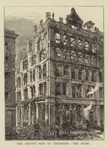 チープサイドの最近の火災、廃墟 作： Henry William Brewer