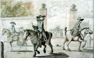 オックスフォード大学の入り口のゲートでのシーン（印刷） 作： Henry William Bunbury